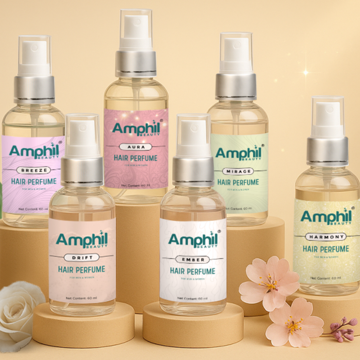 Amphil Hair Perfume – All 6 Variants Combo (Unisex, Alcohol-Free, Long-lasting)